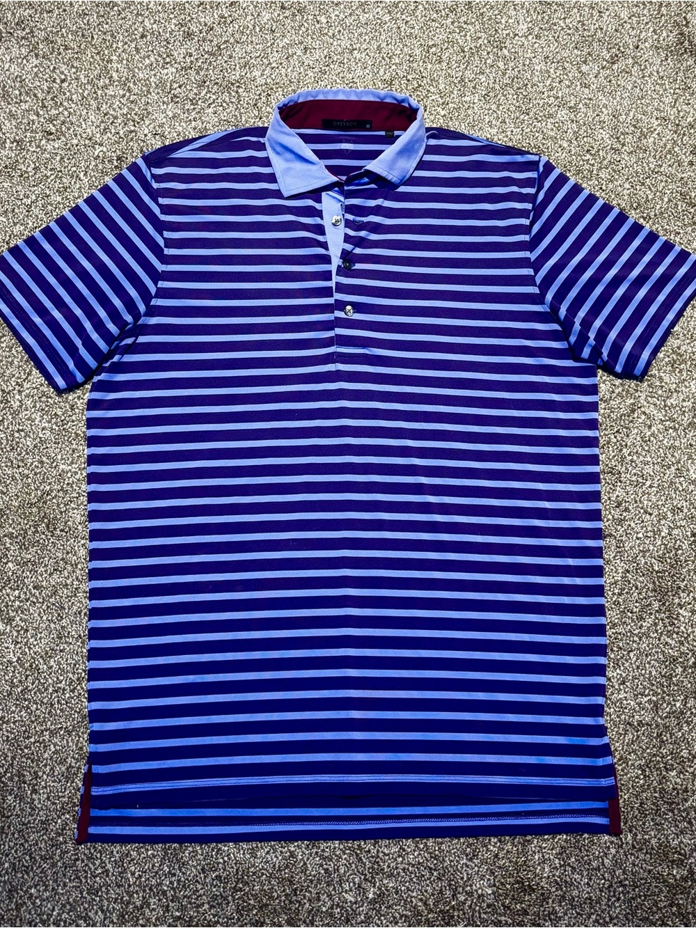 Men's Greyson Savannah Striped Polo Shirt in Purple and Light Blue